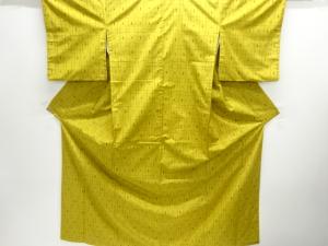 乱れ格子に花模様織り出し手織り紬着物アンサンブル